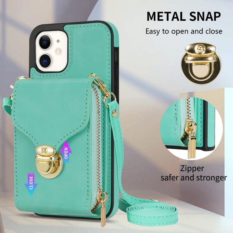For iPhone 12 mini Zipper Hardware Card Wallet Phone Case