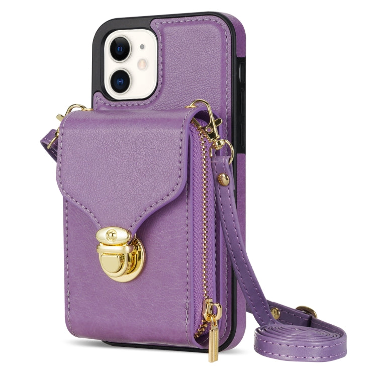 For iPhone 12 mini Zipper Hardware Card Wallet Phone Case