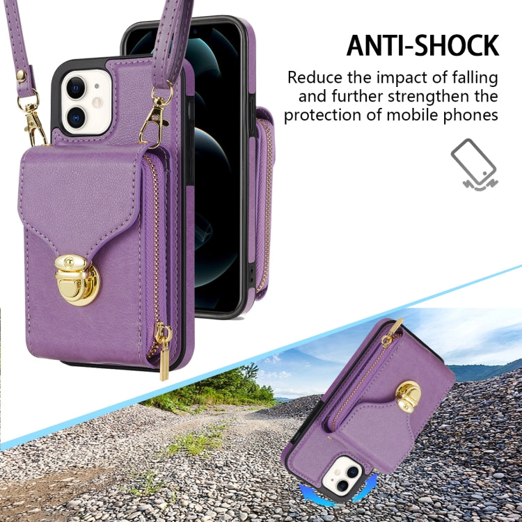 For iPhone 12 mini Zipper Hardware Card Wallet Phone Case