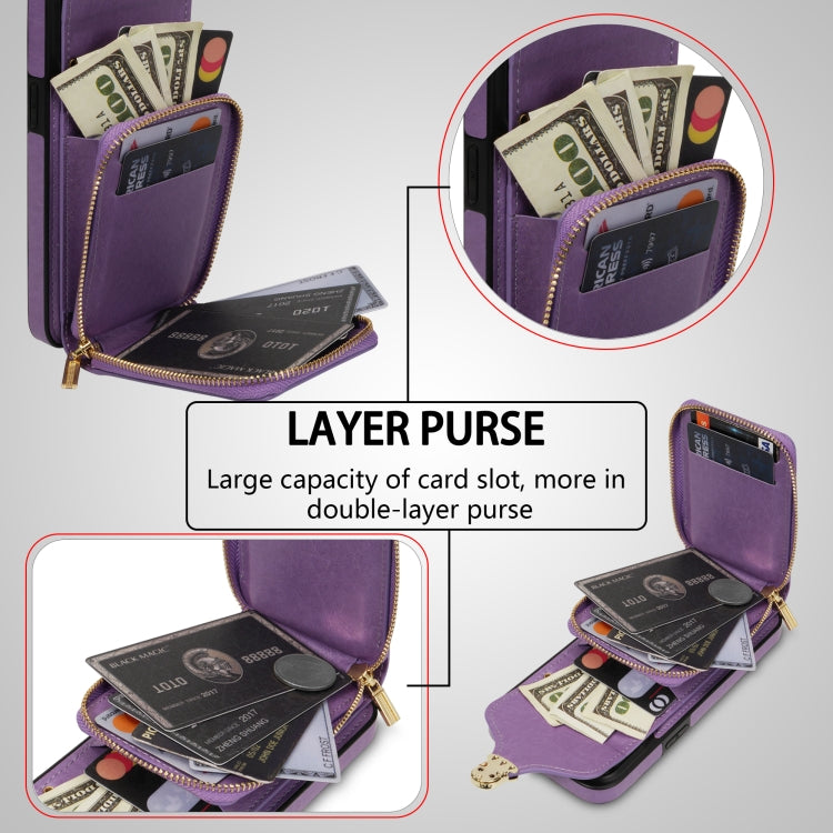 For iPhone 12 mini Zipper Hardware Card Wallet Phone Case