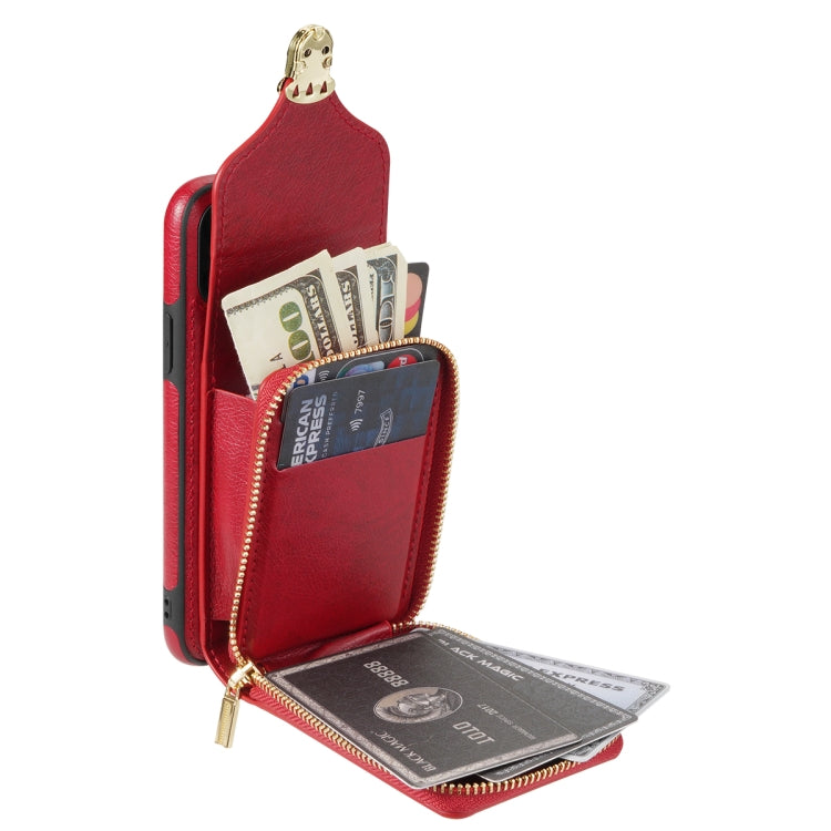 For iPhone XS Max Zipper Hardware Card Wallet Phone Case