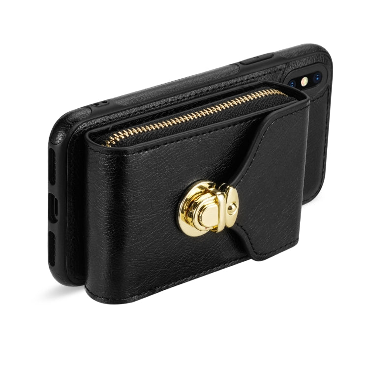 For iPhone XS Max Zipper Hardware Card Wallet Phone Case