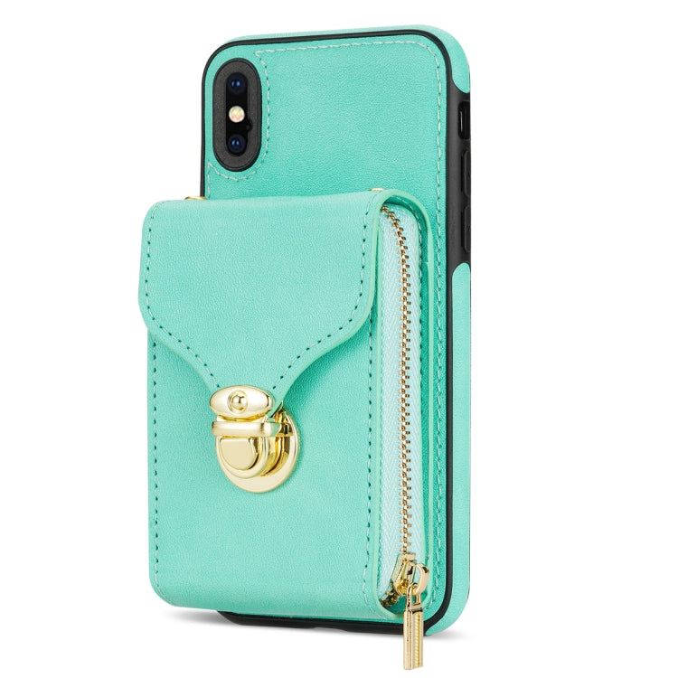 For iPhone XS Max Zipper Hardware Card Wallet Phone Case
