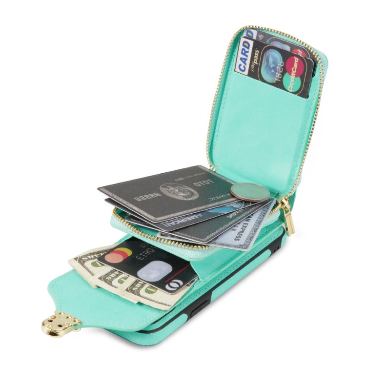 For iPhone XS Max Zipper Hardware Card Wallet Phone Case