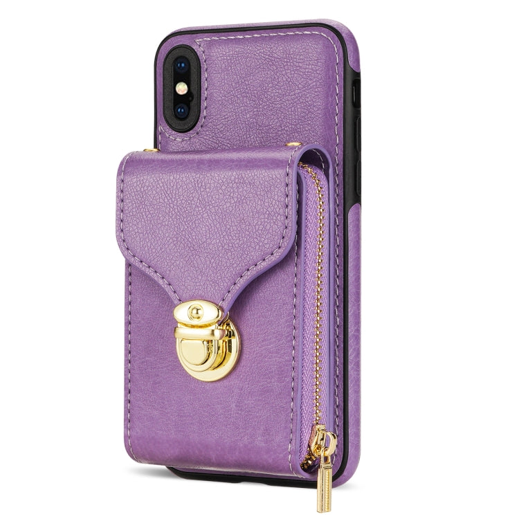 For iPhone XS Max Zipper Hardware Card Wallet Phone Case