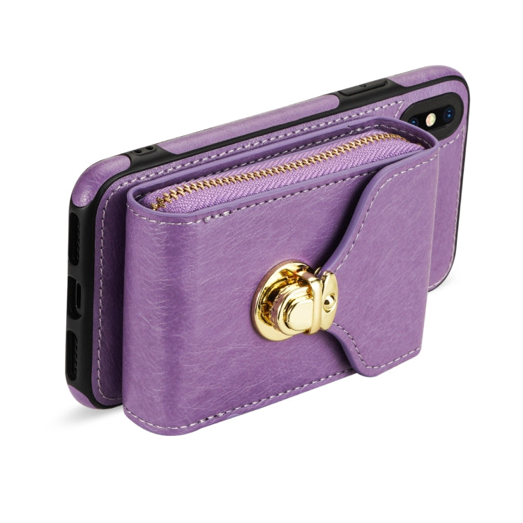 For iPhone XS Max Zipper Hardware Card Wallet Phone Case