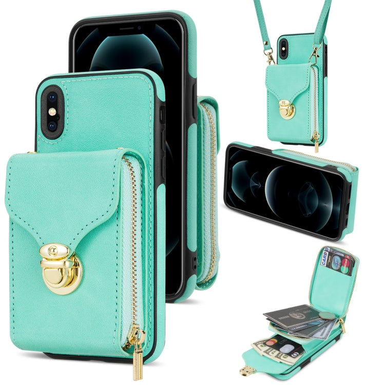For iPhone XS / X Zipper Hardware Card Wallet Phone Case