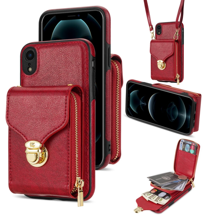 For iPhone XR Zipper Hardware Card Wallet Phone Case