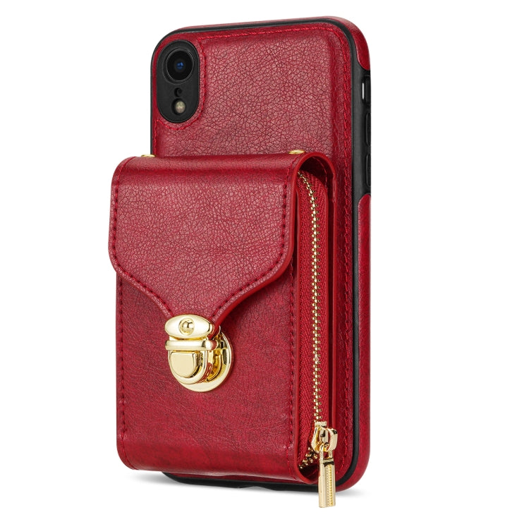 For iPhone XR Zipper Hardware Card Wallet Phone Case