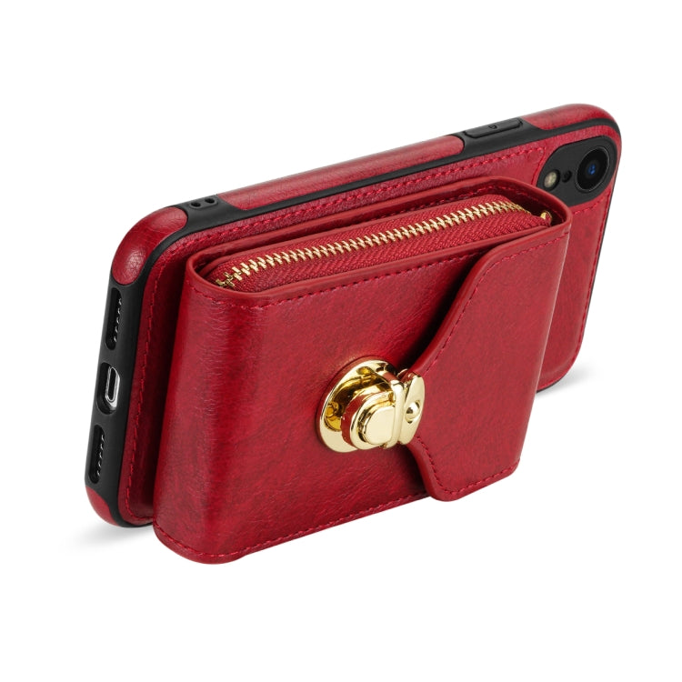 For iPhone XR Zipper Hardware Card Wallet Phone Case