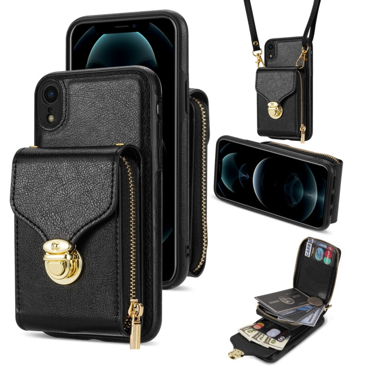 For iPhone XR Zipper Hardware Card Wallet Phone Case