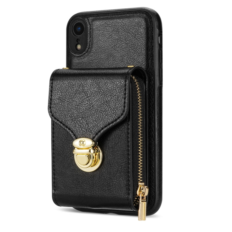 For iPhone XR Zipper Hardware Card Wallet Phone Case