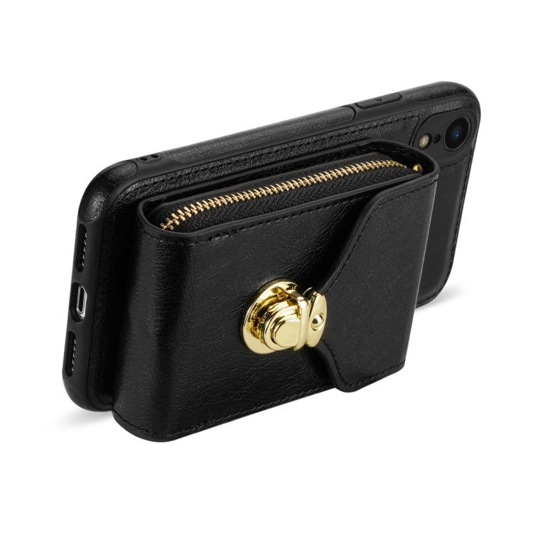 For iPhone XR Zipper Hardware Card Wallet Phone Case