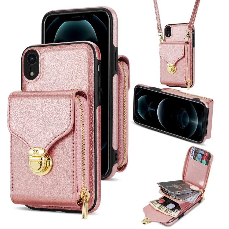 For iPhone XR Zipper Hardware Card Wallet Phone Case