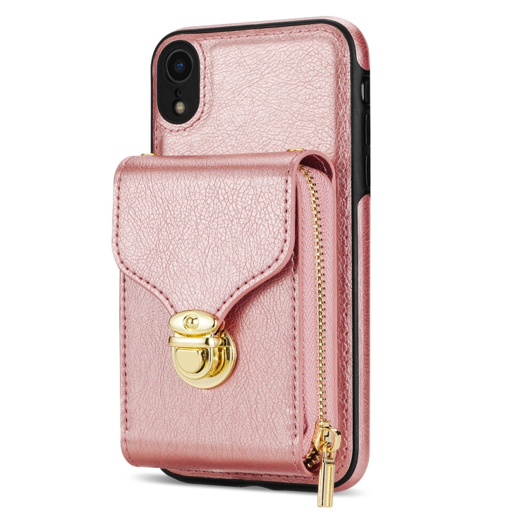For iPhone XR Zipper Hardware Card Wallet Phone Case