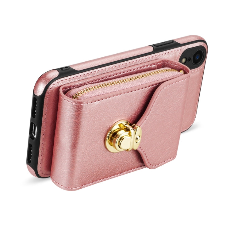 For iPhone XR Zipper Hardware Card Wallet Phone Case