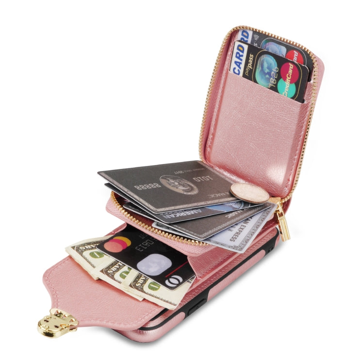 For iPhone XR Zipper Hardware Card Wallet Phone Case