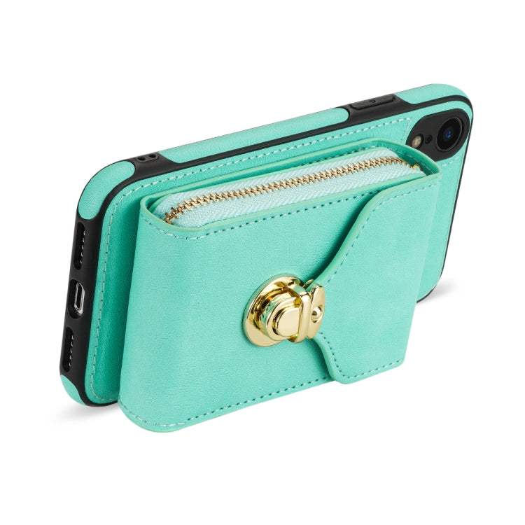 For iPhone XR Zipper Hardware Card Wallet Phone Case