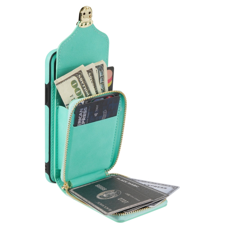 For iPhone XR Zipper Hardware Card Wallet Phone Case