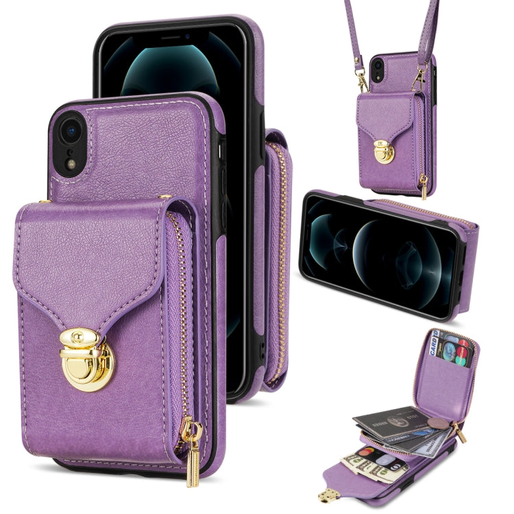 For iPhone XR Zipper Hardware Card Wallet Phone Case