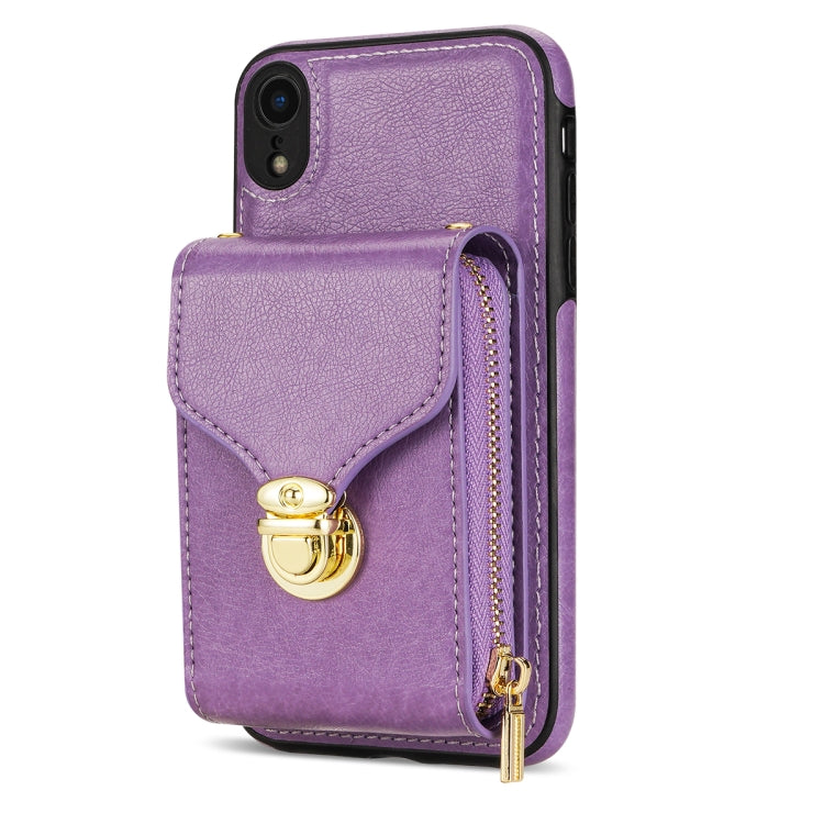 For iPhone XR Zipper Hardware Card Wallet Phone Case