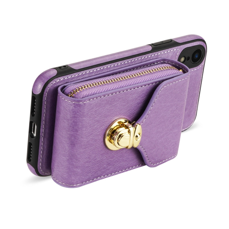 For iPhone XR Zipper Hardware Card Wallet Phone Case