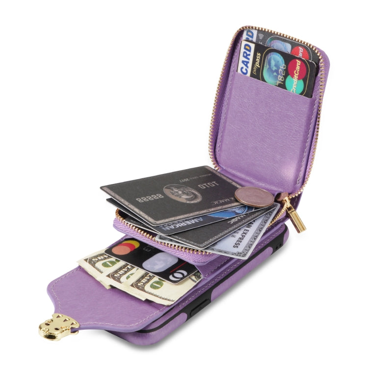 For iPhone XR Zipper Hardware Card Wallet Phone Case