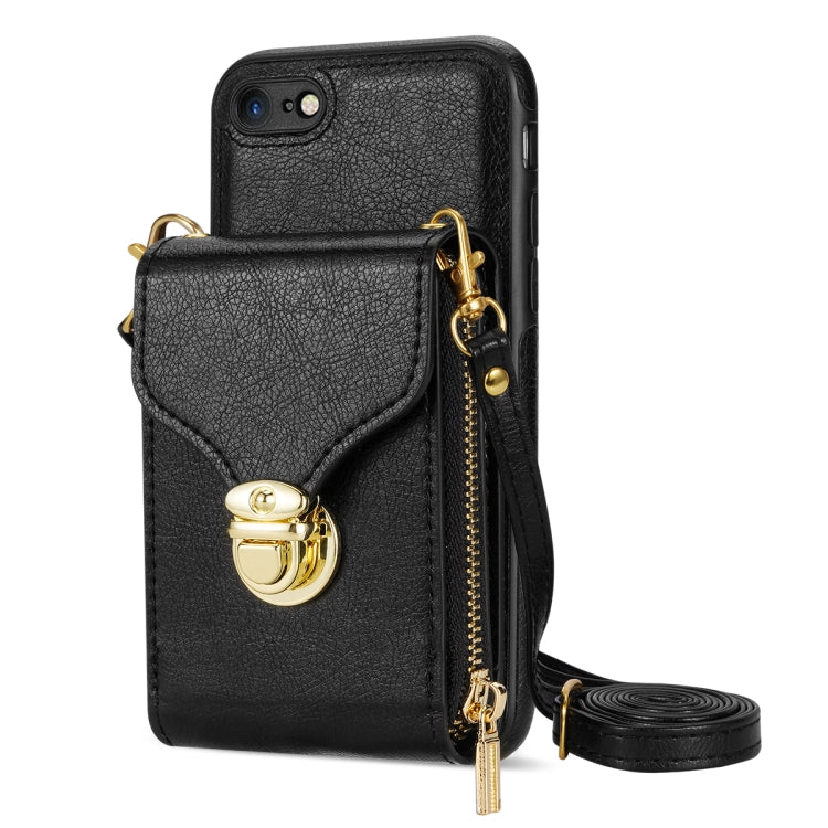 For iPhone SE 2022 / SE 2020 / 8 / 7 Zipper Hardware Card Wallet Phone Case