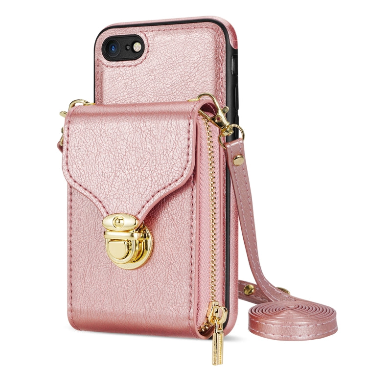 For iPhone SE 2022 / SE 2020 / 8 / 7 Zipper Hardware Card Wallet Phone Case