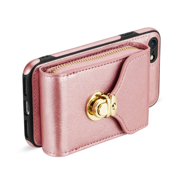 For iPhone SE 2022 / SE 2020 / 8 / 7 Zipper Hardware Card Wallet Phone Case