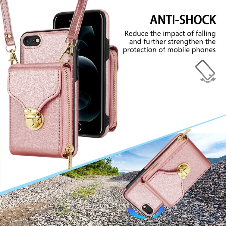 For iPhone SE 2022 / SE 2020 / 8 / 7 Zipper Hardware Card Wallet Phone Case