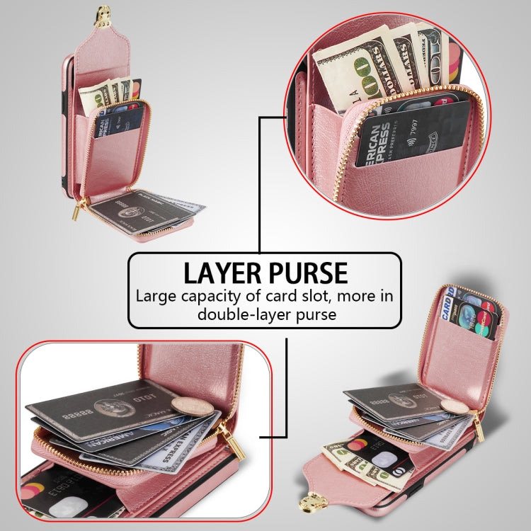 For iPhone SE 2022 / SE 2020 / 8 / 7 Zipper Hardware Card Wallet Phone Case