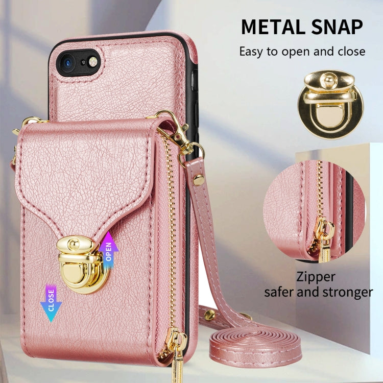 For iPhone SE 2022 / SE 2020 / 8 / 7 Zipper Hardware Card Wallet Phone Case