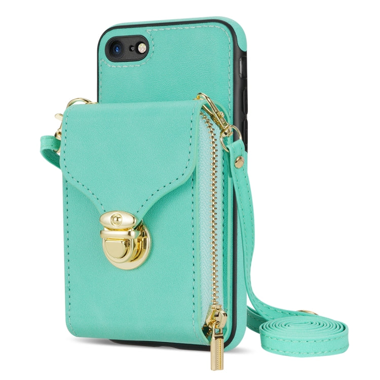 For iPhone SE 2022 / SE 2020 / 8 / 7 Zipper Hardware Card Wallet Phone Case