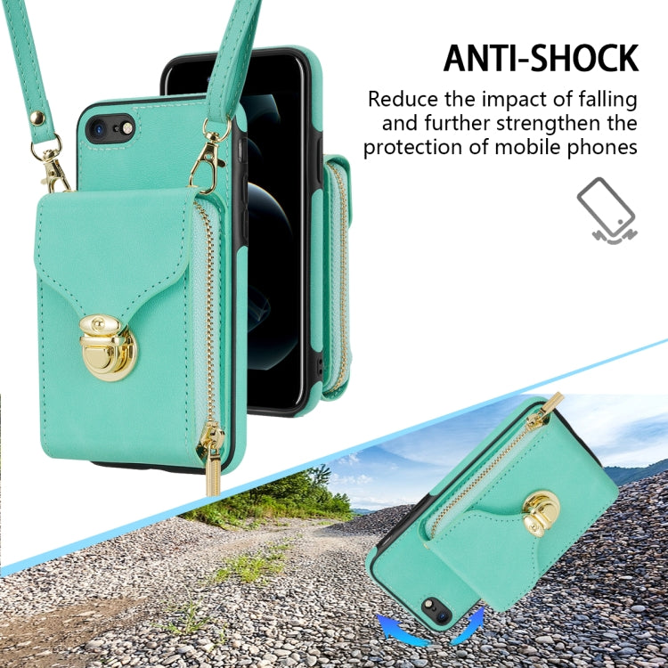 For iPhone SE 2022 / SE 2020 / 8 / 7 Zipper Hardware Card Wallet Phone Case