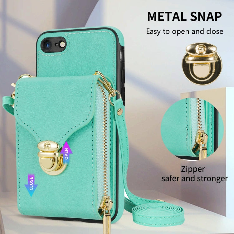 For iPhone SE 2022 / SE 2020 / 8 / 7 Zipper Hardware Card Wallet Phone Case