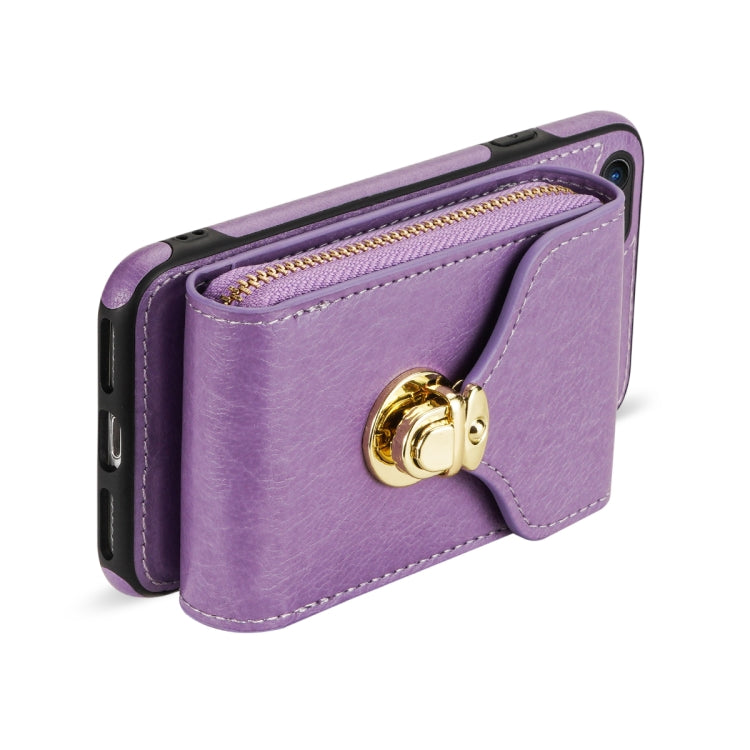 For iPhone SE 2022 / SE 2020 / 8 / 7 Zipper Hardware Card Wallet Phone Case