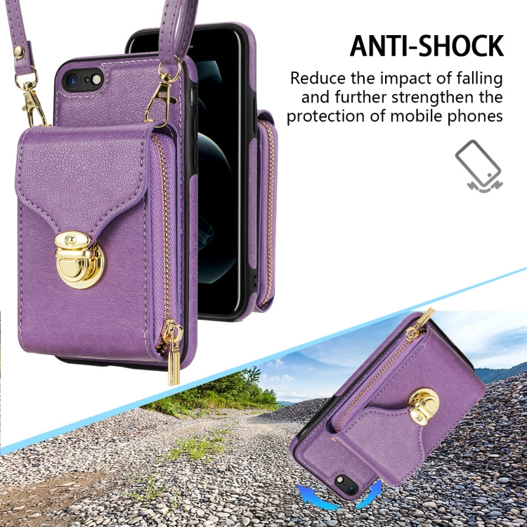For iPhone SE 2022 / SE 2020 / 8 / 7 Zipper Hardware Card Wallet Phone Case