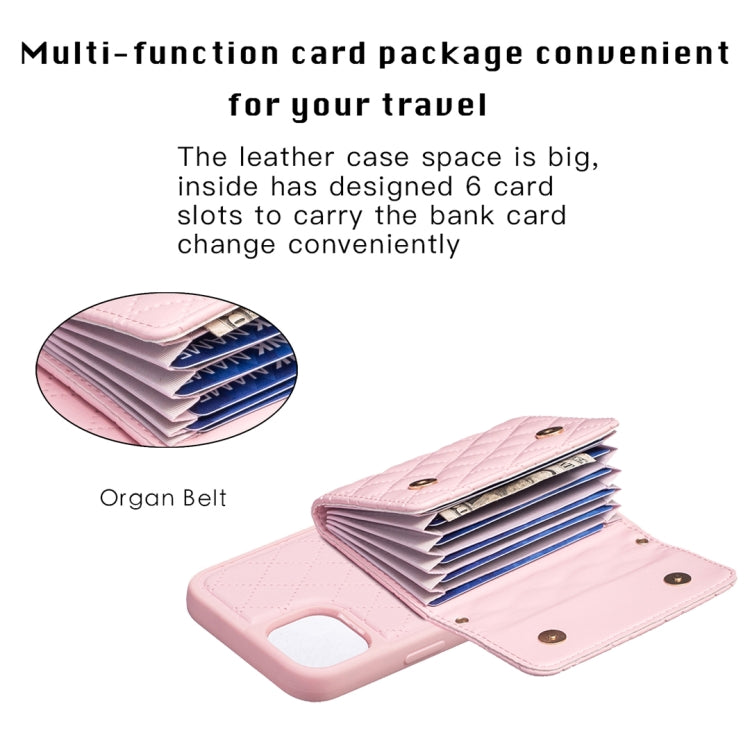 For iPhone 14 Horizontal Wallet Rhombic Leather Phone Case