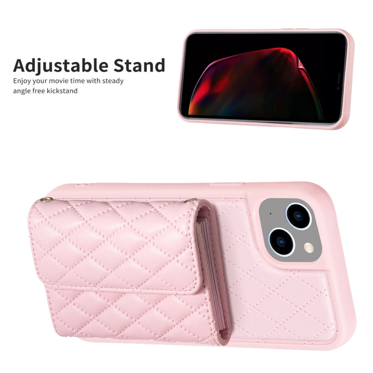 For iPhone 14 Horizontal Wallet Rhombic Leather Phone Case