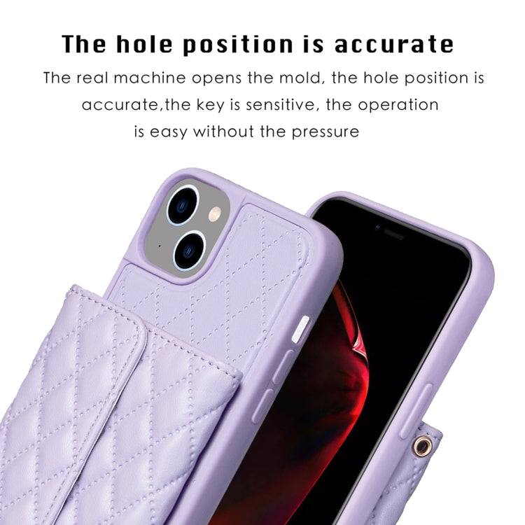 For iPhone 14 Horizontal Wallet Rhombic Leather Phone Case