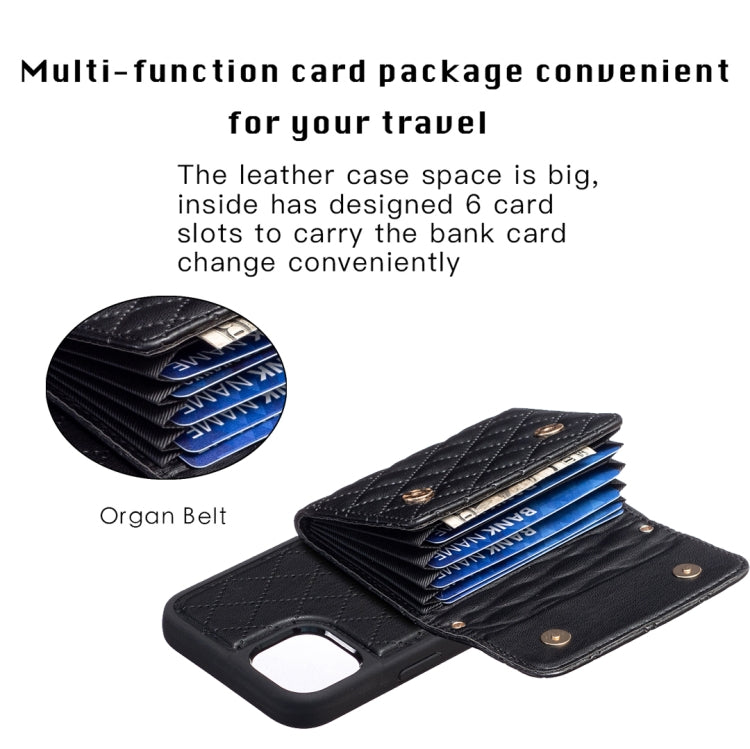 For iPhone 14 Horizontal Wallet Rhombic Leather Phone Case