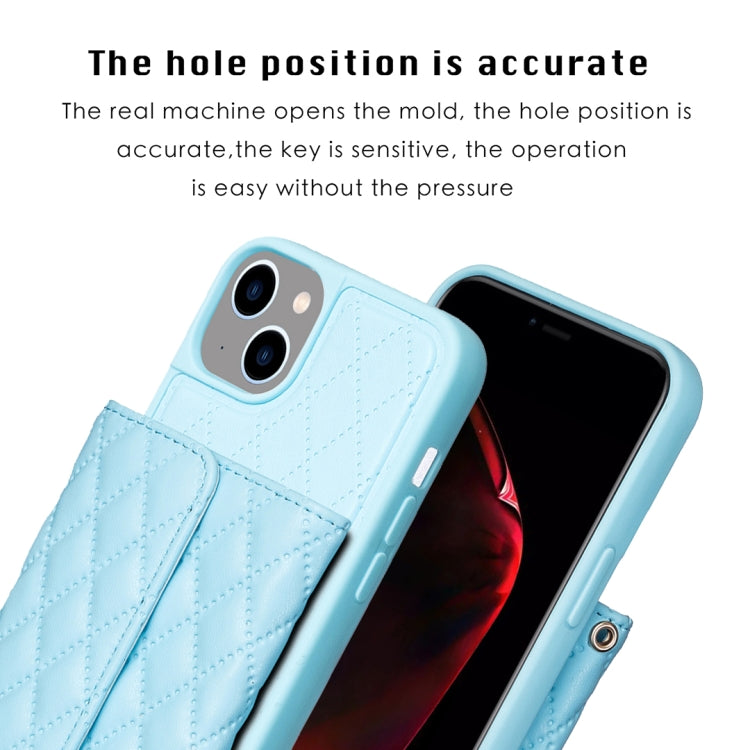 For iPhone 14 Plus Horizontal Wallet Rhombic Leather Phone Case