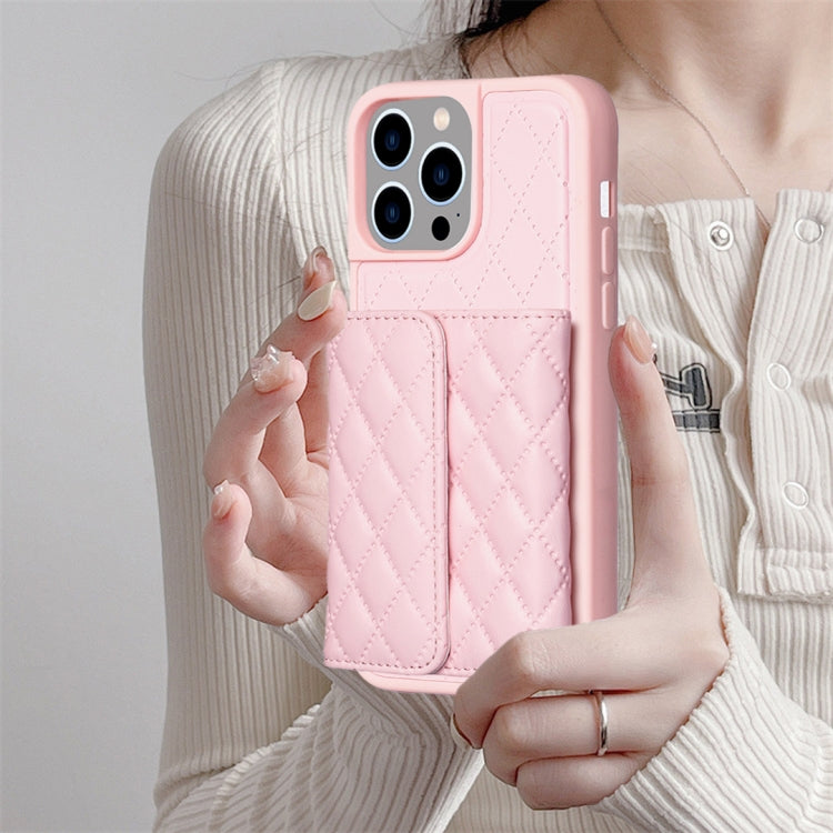 For iPhone 14 Pro Max Horizontal Wallet Rhombic Leather Phone Case
