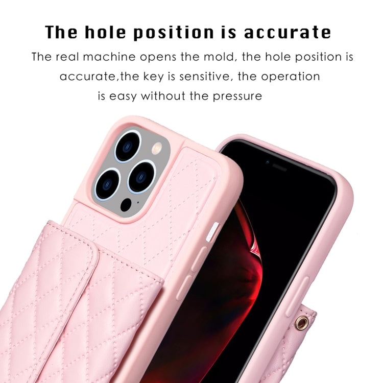 For iPhone 14 Pro Max Horizontal Wallet Rhombic Leather Phone Case