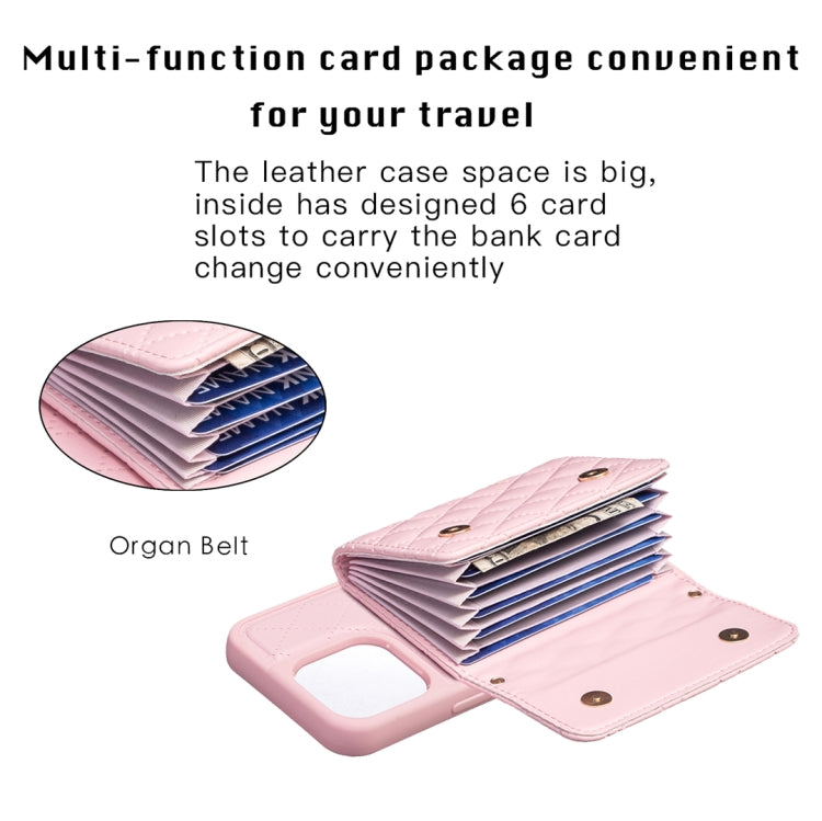 For iPhone 14 Pro Max Horizontal Wallet Rhombic Leather Phone Case