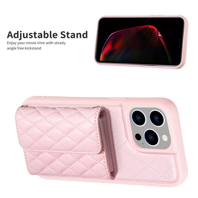 For iPhone 14 Pro Max Horizontal Wallet Rhombic Leather Phone Case