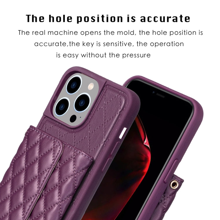 For iPhone 14 Pro Max Horizontal Wallet Rhombic Leather Phone Case