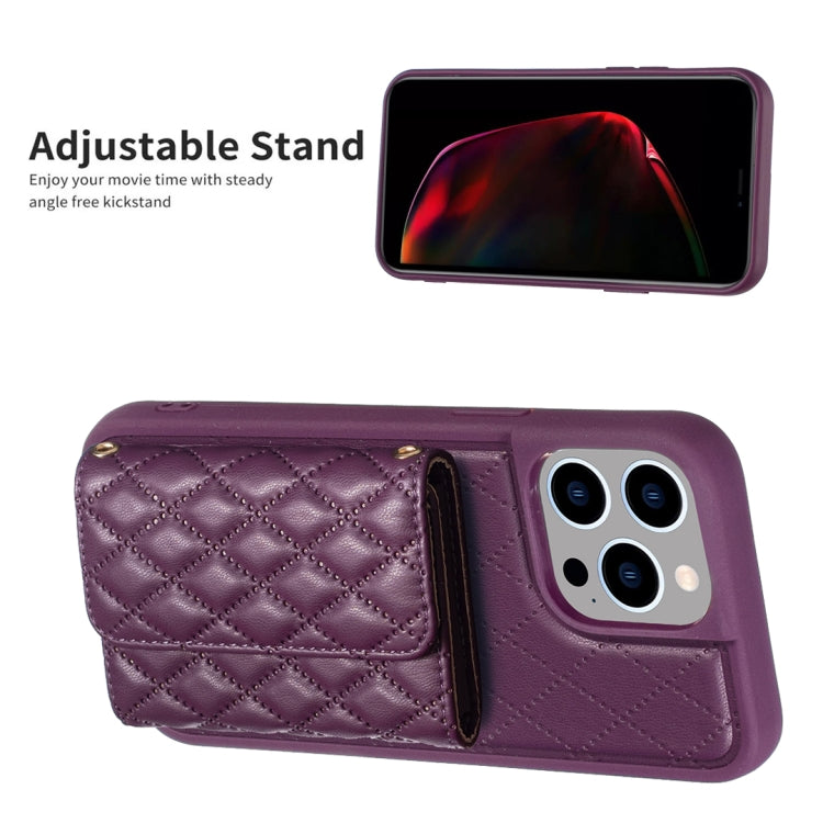 For iPhone 14 Pro Max Horizontal Wallet Rhombic Leather Phone Case