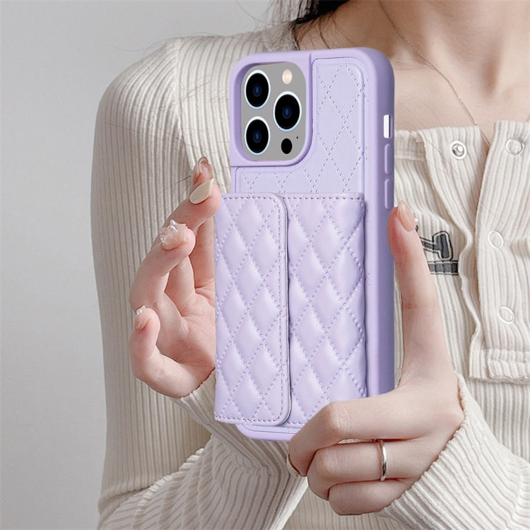 For iPhone 14 Pro Max Horizontal Wallet Rhombic Leather Phone Case